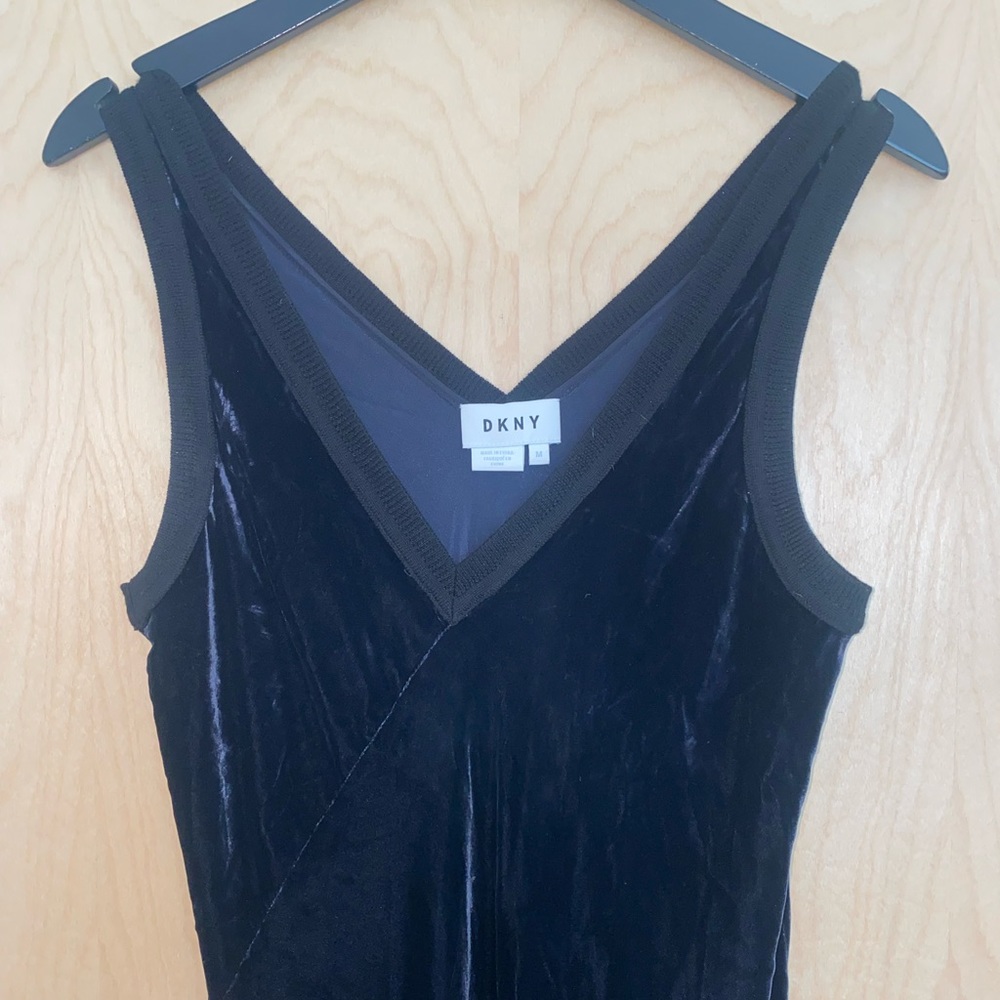 Vintage DKNY navy blue velvet dress
